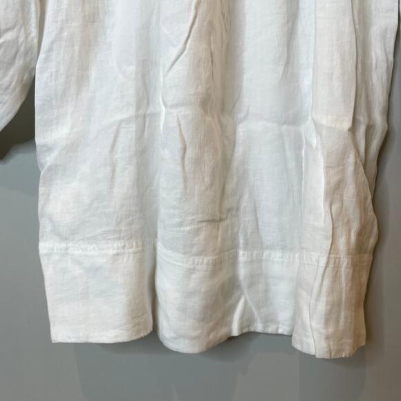 J.Crew Gathered Popover Dress Mini Linen Long Sleeve Beach Holiday CJ500 White M - Picture 13 of 16